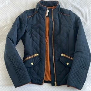 H&M navy blue jacket with burnt orange/brown lining